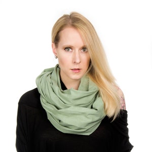 Sage Green Infinity Scarf: Jersey Cotton Circle Scarf