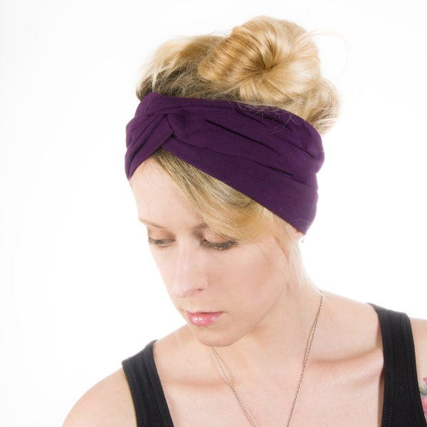 Extra Wide Headband Twist Headwrap, Turban Headband for Women Purple Headband Twist Headband, Scrunch Headband Yoga Headbands Adult Headband