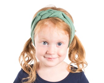 Girls Sailor Knot Headband, Sage Green Headband Turban, Celtic Knot Headband, Girl Turban Headbands, Mint Kids Headband, Child Knot Headband