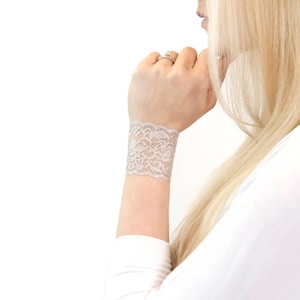 Silver Glitter Lace Wrist Cuff Bracelet: Tattoo Cover Up