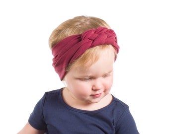 Burgundy Baby Sailor Knot Headband: Handmade Turban Headband