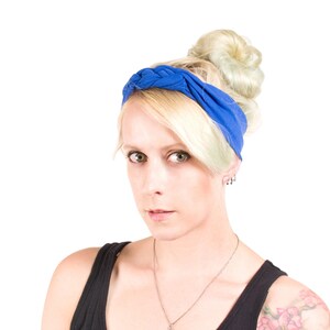Royal Blue Celtic Knot Headband: Handmade Jersey Turban