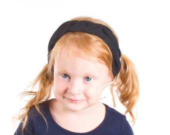 Girls Sailor Knot Headband, Black Celtic Knot Headband, Girl Turban Headbands, Black Kids Headband, Winter Toddler Headband, Child Headband