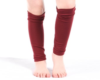 Kids Burgundy Jersey Leg Warmers: Ballet Dance Costume