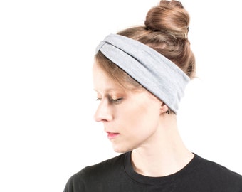 Grey Twist Headband, Light Gray Headband, Headband Women Turban Headband Adult Grey Head Bands Yoga Headband Wide Headband Headband Gift