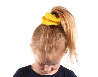 Yellow Girls Scrunchie, Kids Scrunchie Large Pony Tail Holder, School Colors Spirit, Chunky Child Pony Tail Dance Gift for Her Cheerleader