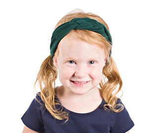 Girls Sailor Knot Headband, Dark Green Celtic Knot Headband, Girl Knot Headband, Green Kids Headband, Winter Toddler Headband Child Headband