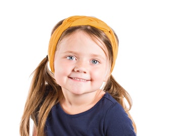 Girls Sailor Knot Headband, Mustard Headband, Celtic Knot Headband, Girl Turban Headbands, Yellow Kids Headband, Child Knot Headband Turban