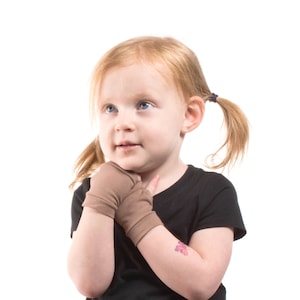 Short Gloves KIDS Fingerless Gloves, Short Kid Gloves, Dark Tan Gloves, Brown Gloves Child Hand Warmers Toddler Fingerless Gloves Mitten