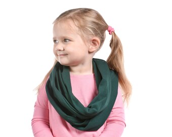 Dark Green Kids Scarf, Girls Scarf, Girls Infinity Scarf Childs Scarf Green Infinity Scarf Kids Infinity Scarf Kid Christmas Scarf Girl Gift