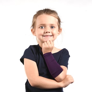Kids Purple Arm Sleeves: Jersey Fabric Forearm Cover, Eczema Protection
