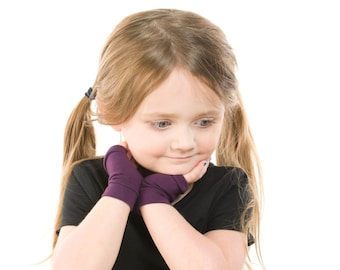 Short KIDS Fingerless Gloves, Short Kid Gloves, Purple Fingerless Gloves Child Hand Warmers Toddler Gloves, Toddler Fingerless Gloves Mitten