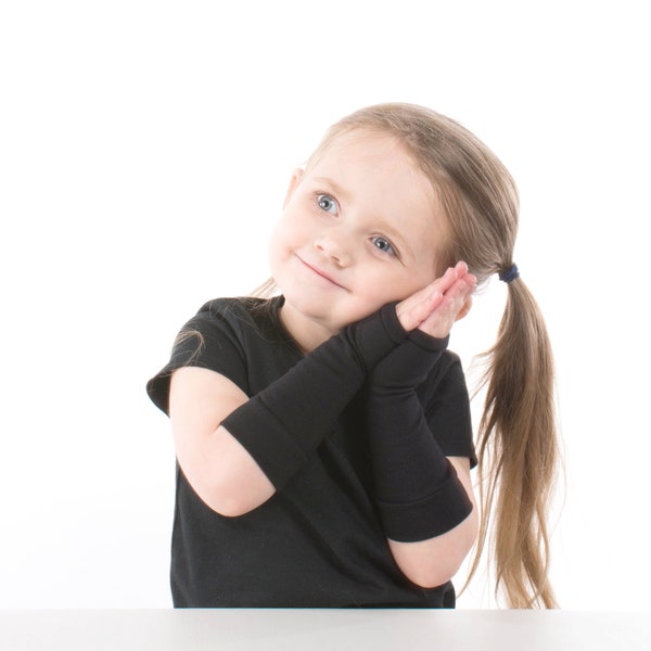 Long KIDS Fingerless Gloves, Long Black Gloves, Child Gloves, Black Fingerless Gloves Kids Hand Warmers Gloves, Toddler Fingerless Mittens