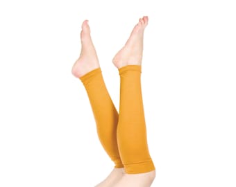 Mustard Yellow Leg Warmers: Cotton Jersey Knit Boot Socks - Etsy