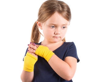 Short KIDS Fingerless Gloves, Short Kid Gloves, Yellow Fingerless Gloves Child Gloves Toddler Gloves, Toddler Fingerless Gloves Superhero