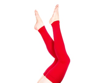 Red Thigh High Leg Warmers: Extra Long Cotton Blend