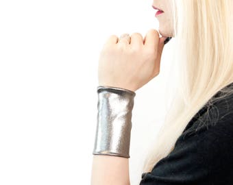 Metallic Bracelet, Silver Cuff, Silver Wrist Cuff Bracelet Silver Bracelet Metallic Cuff Cosplay Wrist Tattoo Cover Up Wrist Cover Wristband