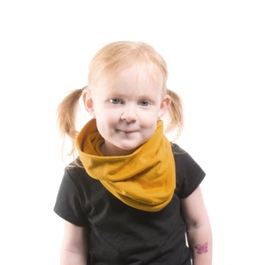 Kids Infinity Scarf Mustard Scarf, Fall Scarf Girls Cowl Scarf Short Kids Infinity Scarf, Kids Winter Scarf Christmas Gift Photo Fashion image 1