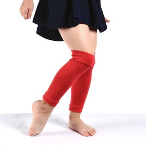 Kids Red Jersey Leg Warmers: Ballet Dance Costume Accessory