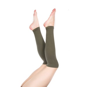 Olive Green Leg Warmers: Jersey Knit, Yoga Dance Gift