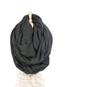 Extra Large Charcoal Jersey Infinity Scarf: Heavy Winter Hood