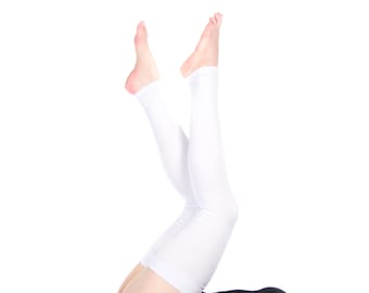 White Thigh High Leg Warmers: Jersey Knit Over-the-Knee