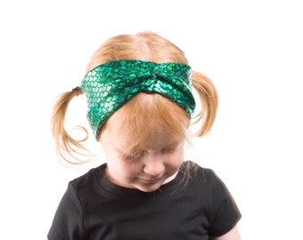 Kids Mermaid Headband, Green Mermaid Twist Headband, Girl Turban Headbands, Kids Headband, Toddler Headband, Child Headband Mermaid Gift