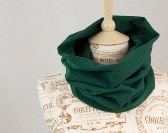 Cowl Infinity Scarf, Hunter Green Jersey Short Scarf, Pine Green Women Fashion Scarf, Cozy Neck Wamer