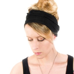 Wide Headband, Black Twist Headband, Scrunch Headband, Yoga Headbands for Women Turban, Black Headband Adult Headband Christmas Gift Ideas image 4