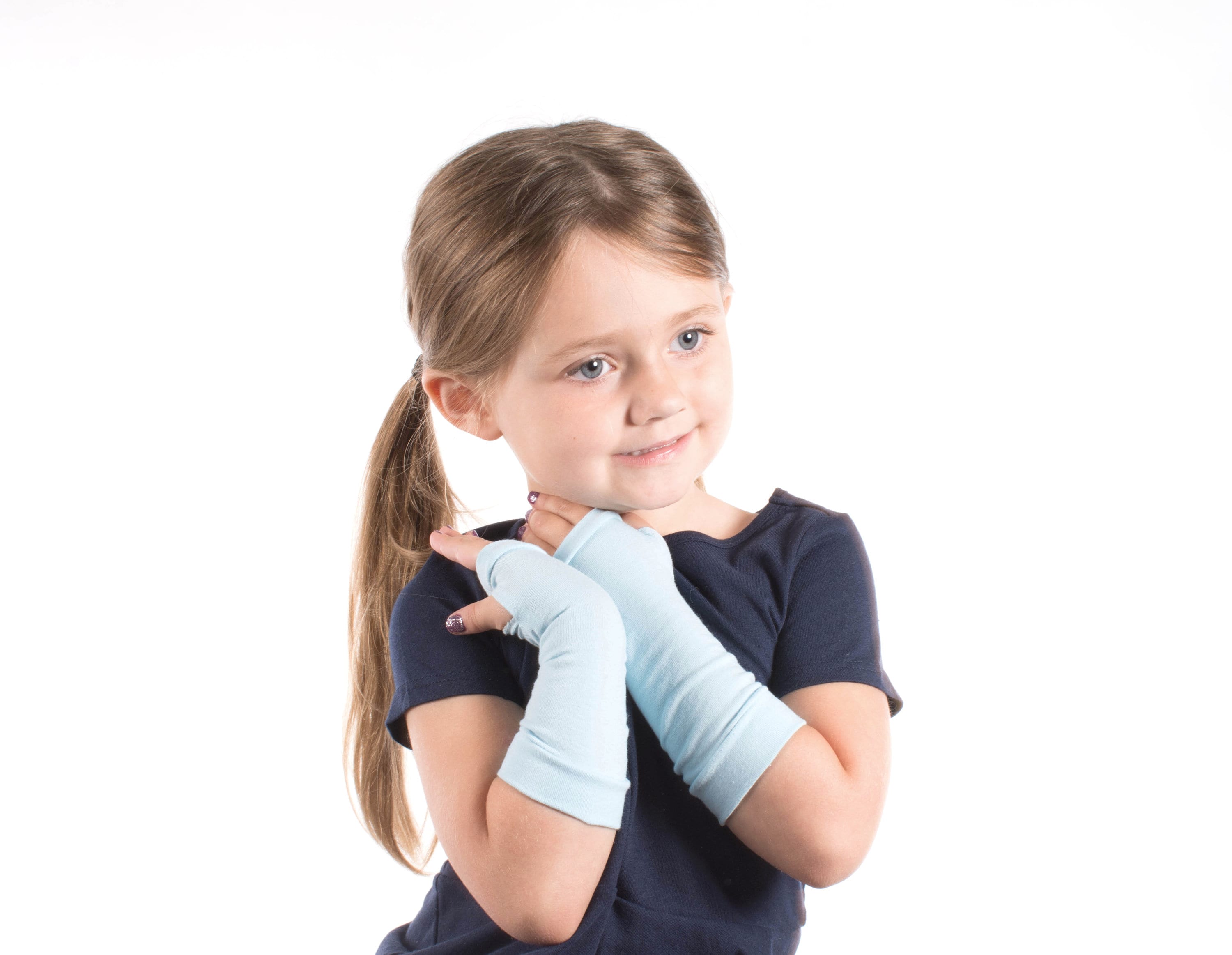 Gants bleus en maille ado garçon