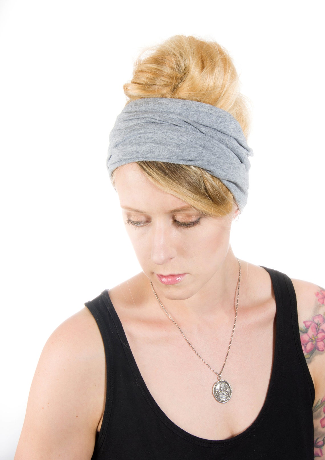 Extra Wide Headband Jersey Headbands for Women Grey Etsy