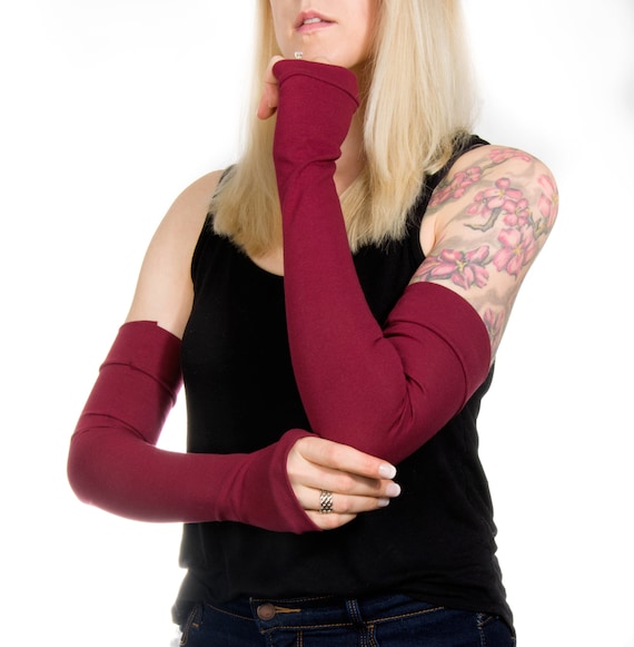 Burgundy long gloves discount