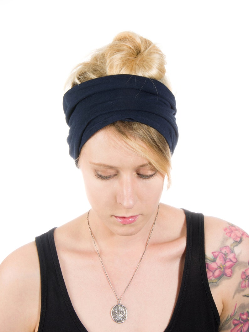 Scrunch Headband Women Navy Headband Extra Wide Headband Etsy