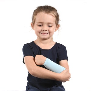 KIDS Arm Sleeve, Light Blue Forearm Cover, Long Cuff Costume Accessory Pastel Boy Girl Arm Sleeve Extender Warmer Scar Eczema Protection image 4