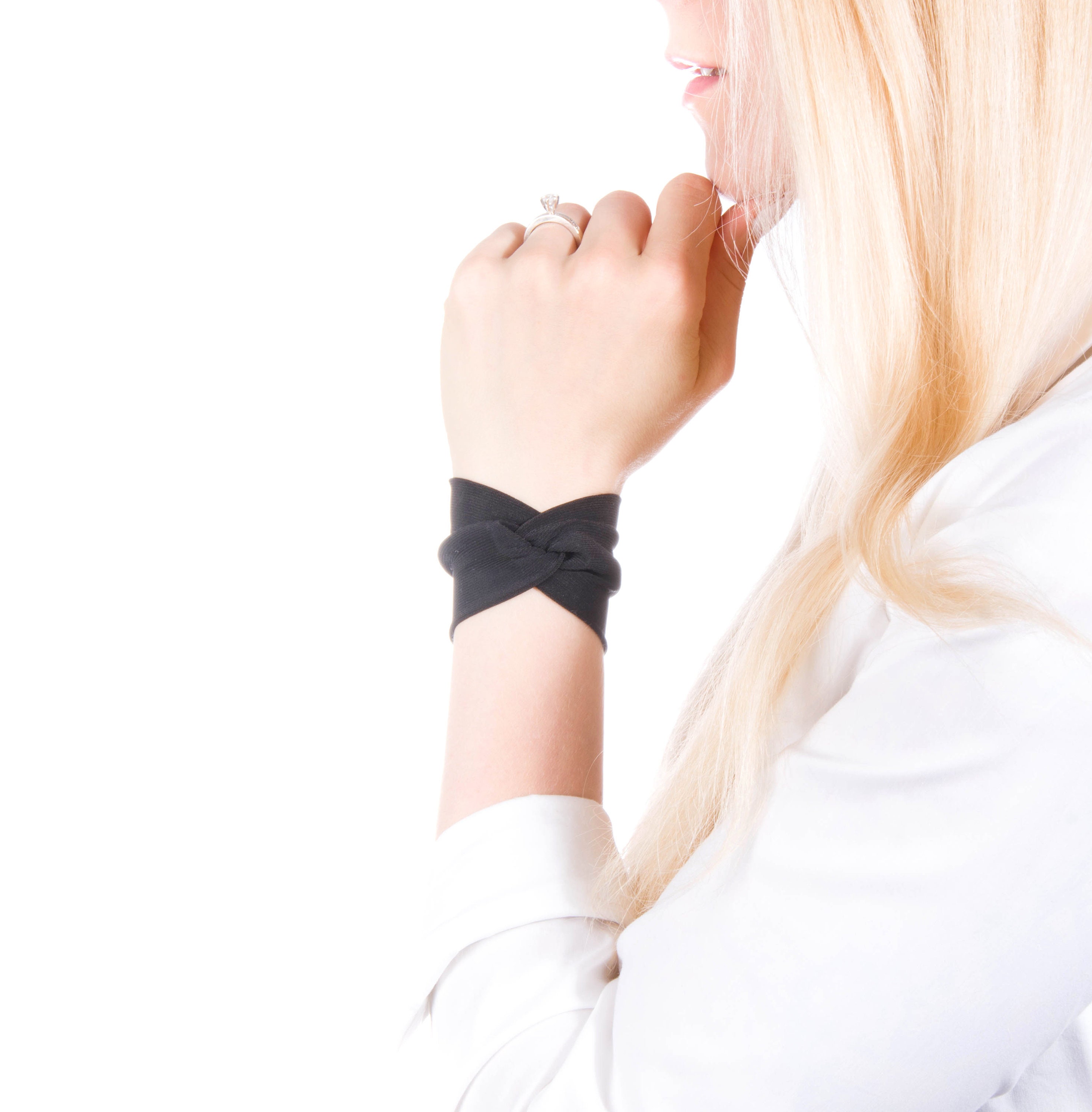 Black Wrist Cuff Bracelet, Twist Bracelet, Black Cuff Black