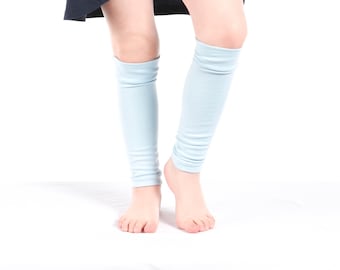 Kids Light Blue Jersey Leg Warmers: Ballet Dance Costume