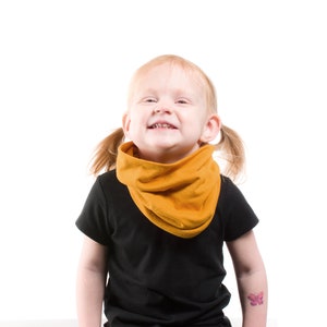 Kids Infinity Scarf Mustard Scarf, Fall Scarf Girls Cowl Scarf Short Kids Infinity Scarf, Kids Winter Scarf Christmas Gift Photo Fashion image 4