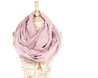 Light Pink Jersey Knit Infinity Scarf: Hooded Shawl, Scarf Circle Cover