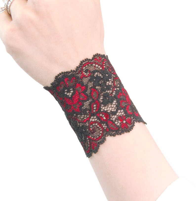 Black Lace Wrist Cuff Bracelet Black Lace Cuff Black Lace Etsy