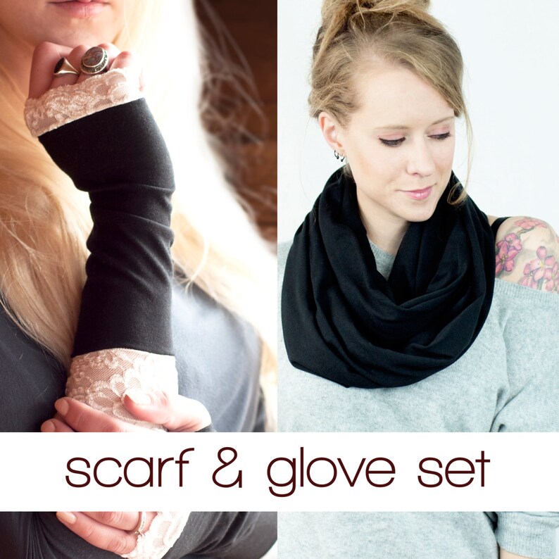 black scarf and gloves