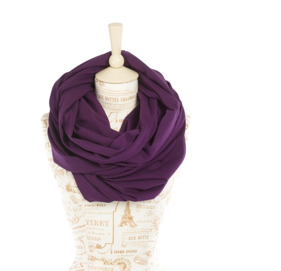 Purple Infinity Scarf Wide Infinity Scarf Hooded Scarf Shawl