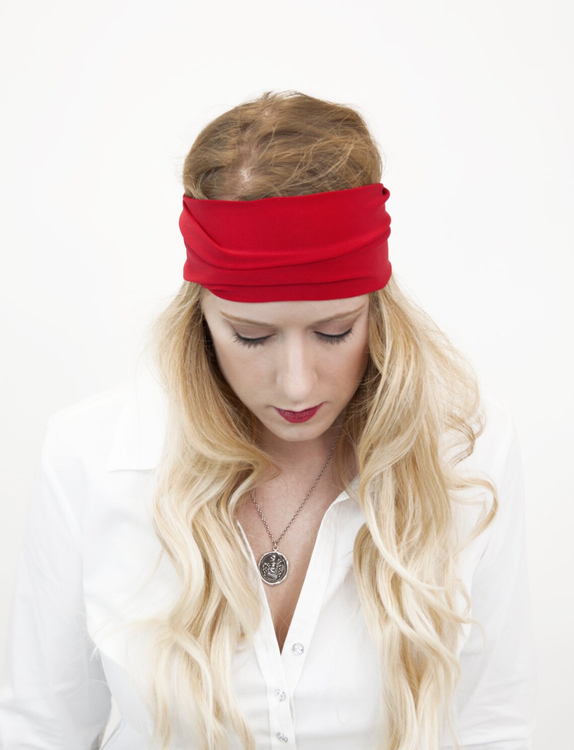 woman with red headband