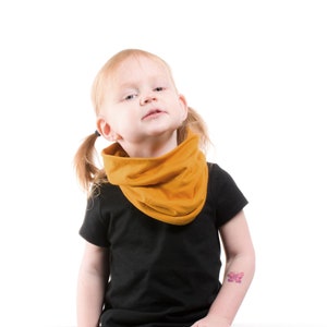 Kids Infinity Scarf Mustard Scarf, Fall Scarf Girls Cowl Scarf Short Kids Infinity Scarf, Kids Winter Scarf Christmas Gift Photo Fashion image 5