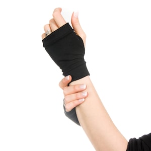 Short Fingerless Gloves, Short Gloves, Black Fingerless Gloves Women Hand Warmers Texting Gloves Black Gloves Tattoo Cover Up Christmas Gift image 7