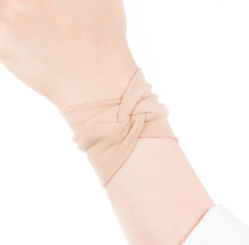 Nude Cuff, Wrist Cuff Bracelet, Twist Bracelet, Tan Bracelet, Bow Bracelet Skin Color Tan Cuff Wrist Tattoo Cover Up Wrist Cover, Scar Cover image 5