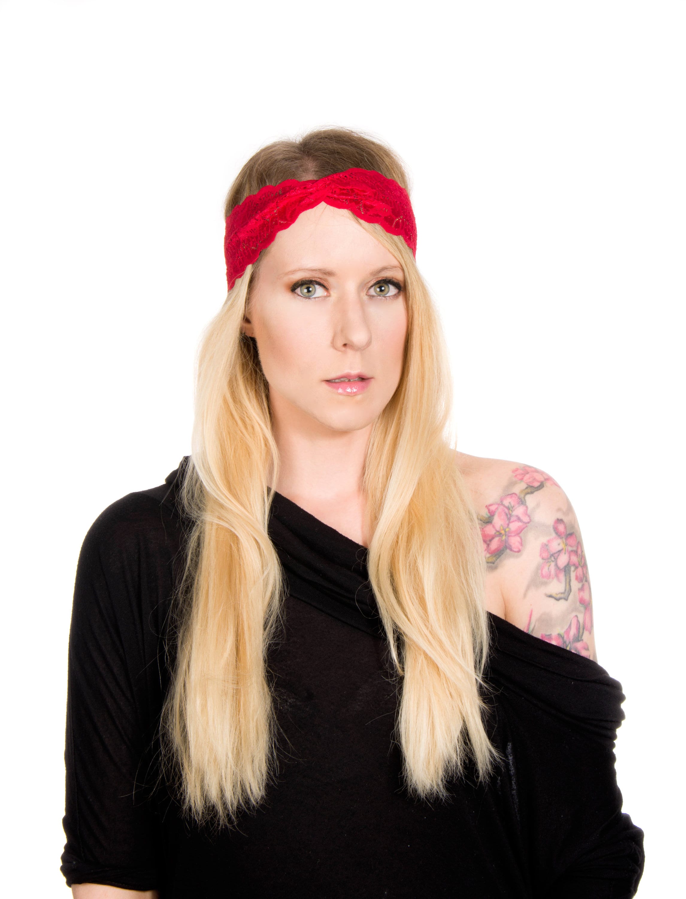 woman with red headband