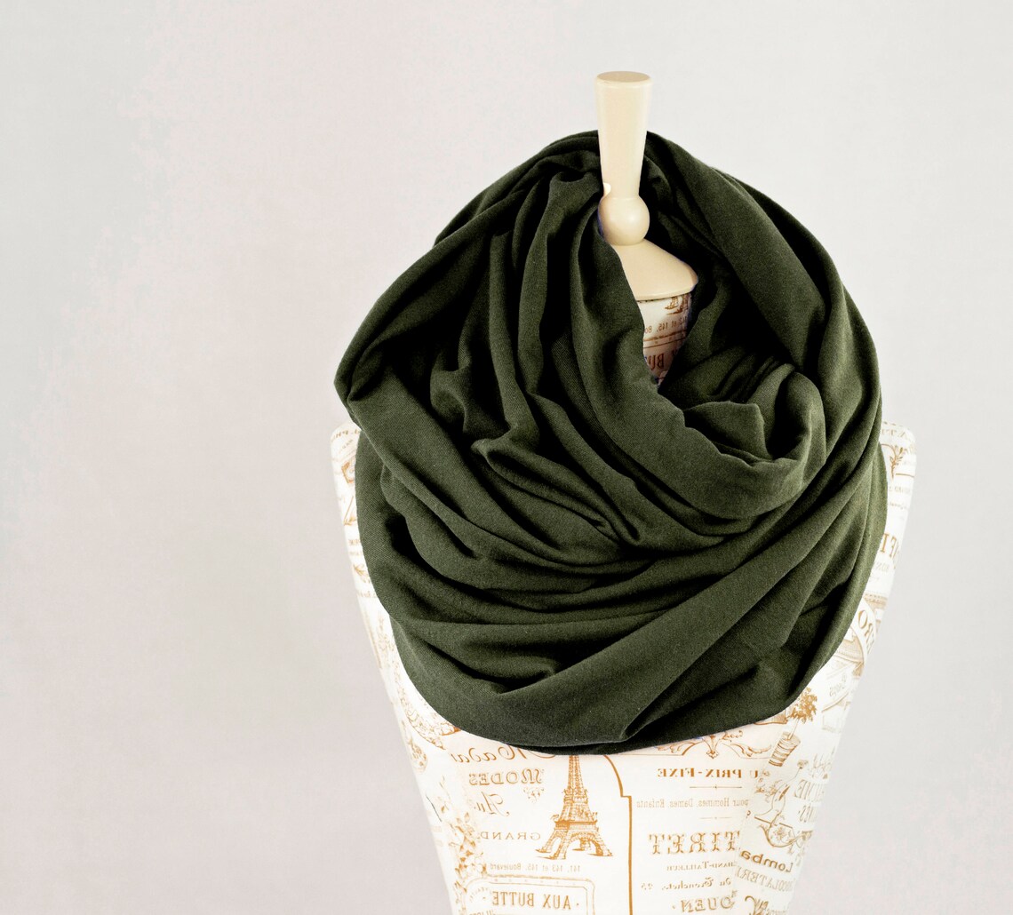 Oversized Infinity Scarf Olive Green Scarf Chunky Scarf Etsy