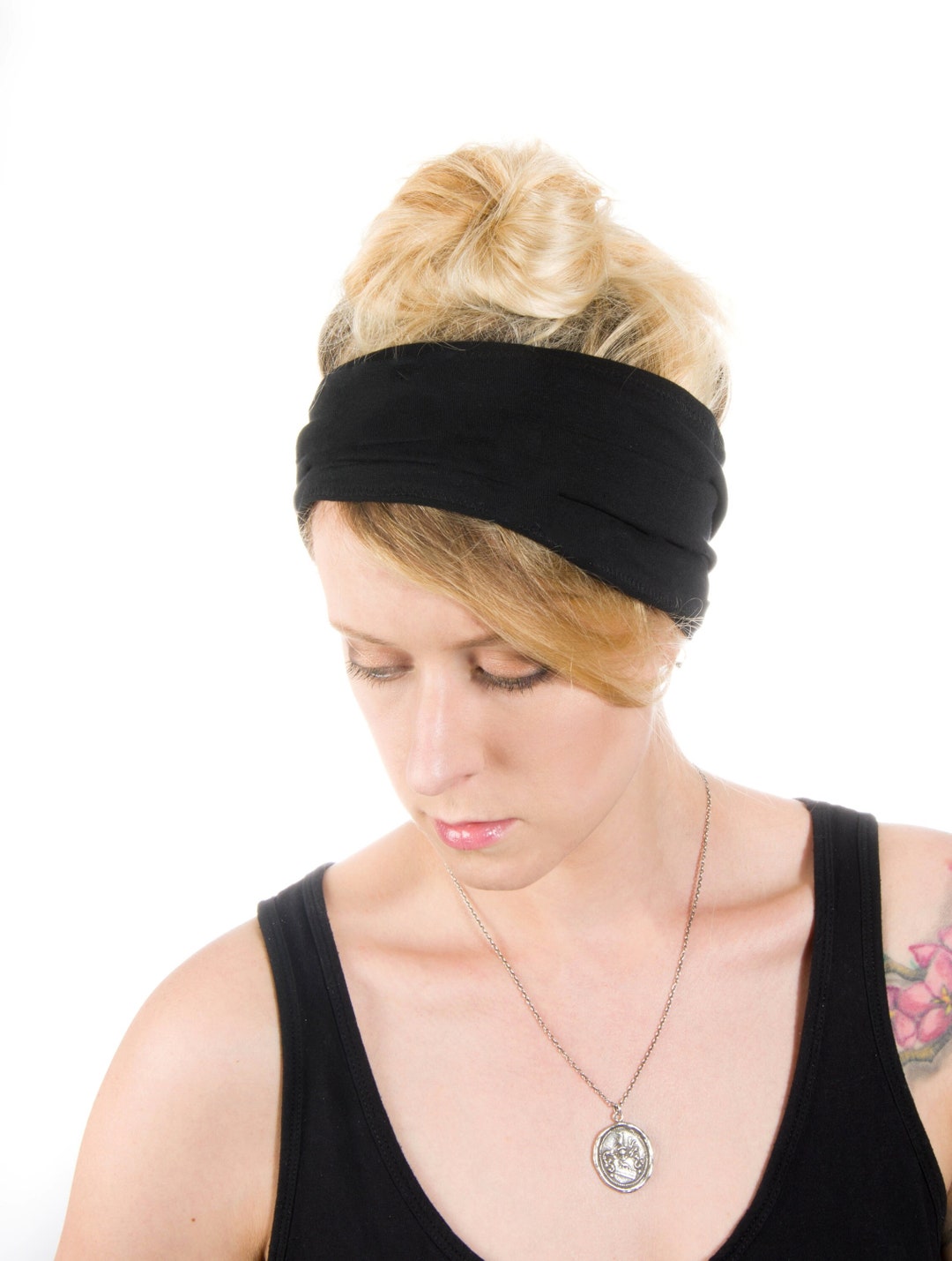 Wide Black Headband Tube Headband Extra Wide Headband Etsy
