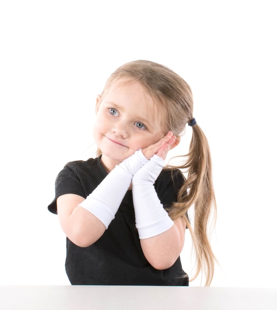 Guantes largos kids sin dedos, guantes blancos para niños guantes
