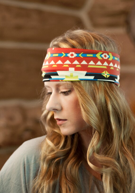 Wide Aztec Headband Adult Headband Womens Headband Tribal Etsy